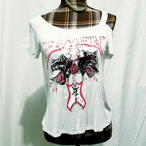 Papermoon Punk rock cold-shoulder top